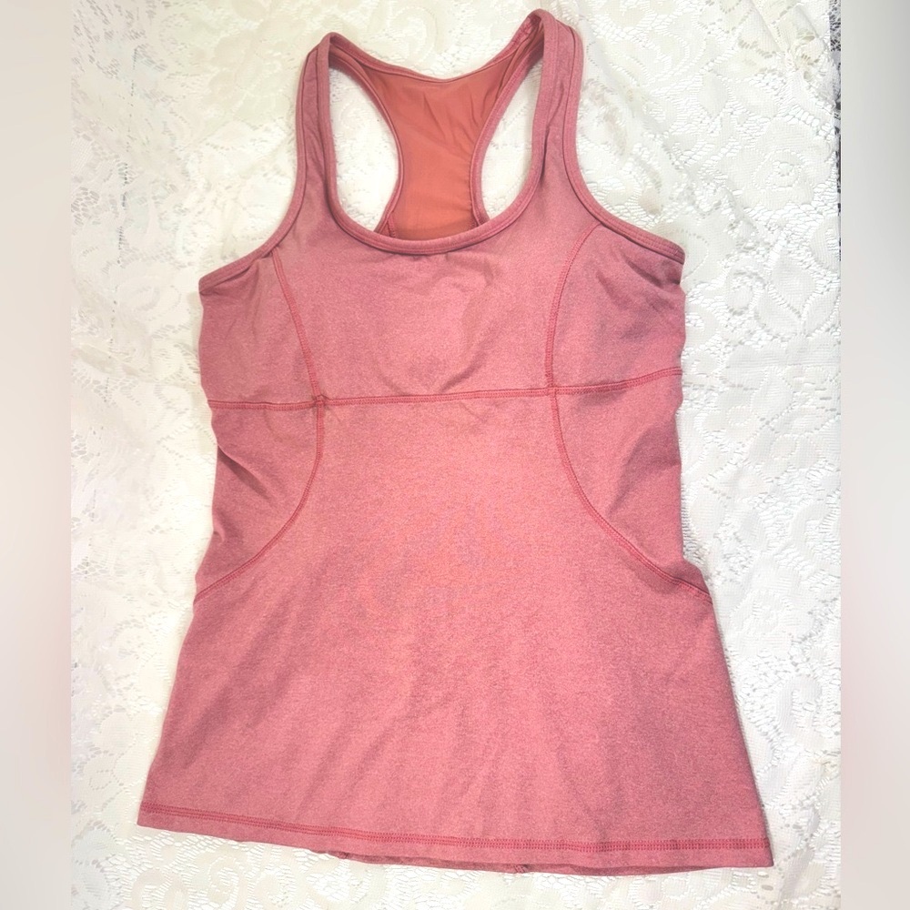 KYODAN Womens Racerback tank top inner support bra Heathered Pink Sz Small